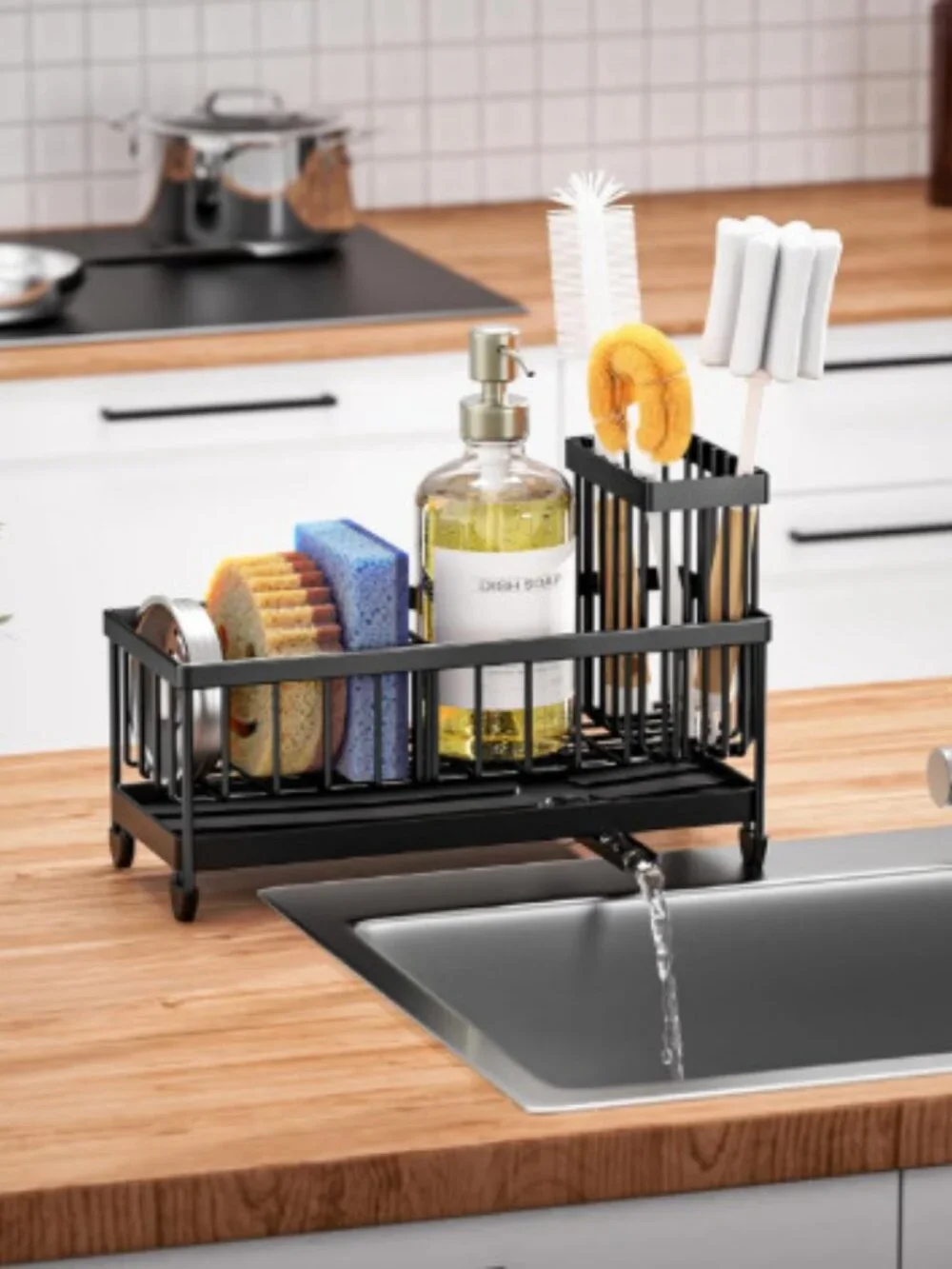 Black Stainless Steel Kitchen Sink Caddy Organizer Sponge Holder (9.25